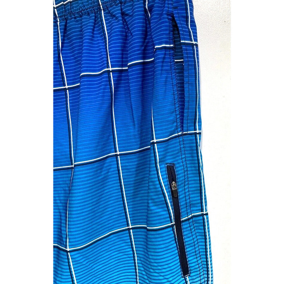 OP - Bathing Suit trunk/ shorts lined blue plaid men's size Medium - Picture 3 of 5